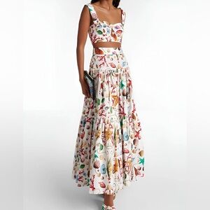 79 Commense Pleated Colorful Seashell Print Two-Piece Set